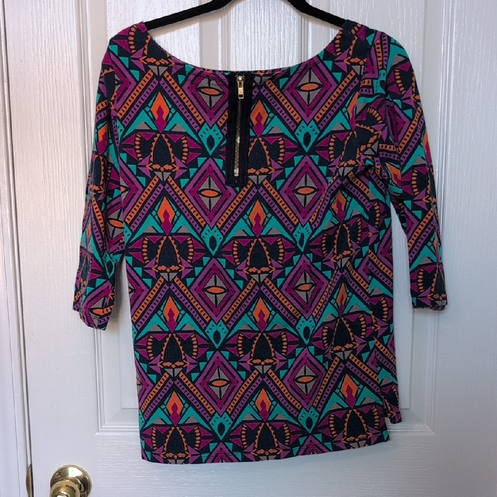 All For Color Multicolor Geometric Long Sleeve Top - Picture 2 of 4